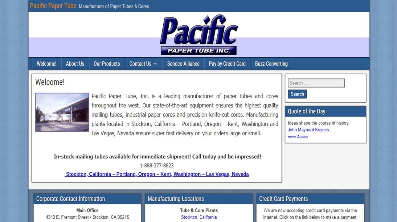 Pacific Paper Tube, Inc. Cardboard Tube Manufacturers